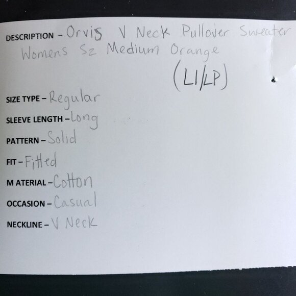 Orvis V Neck Pullover Sweater Women's Medium Orange - Picture 7 of 7